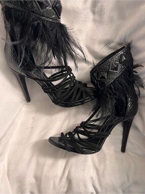 Christian Dior Feathered Leather embossed sandals